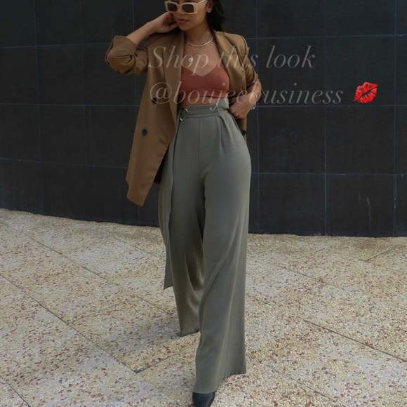 ZARA BNWT Wide Leg Belted Knit Pants - Picture 1 of 8
